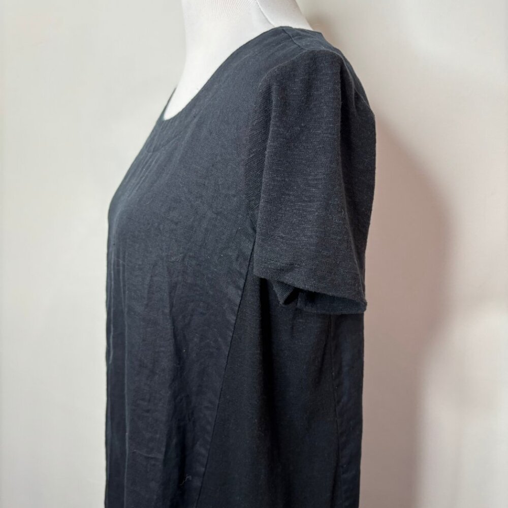 J.Jill Dress Women's Small Black Pure Jill Linen Blend Short Sleeve Lagenlook - Picture 3 of 13